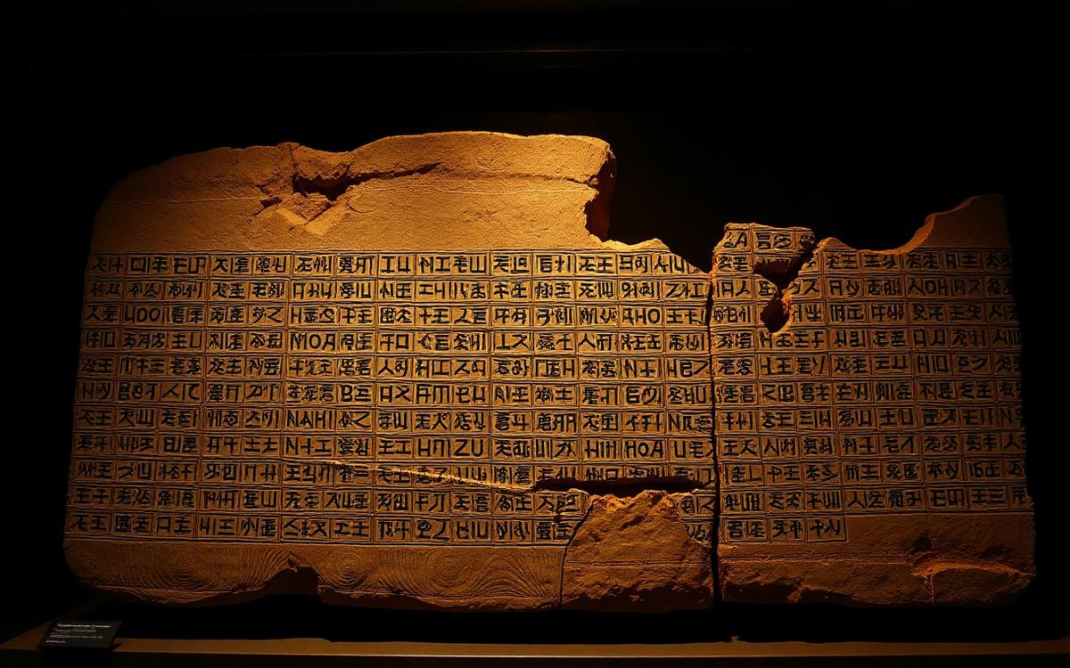 Twelve-tablet epic fragment showing dense wedge script and a chipped edge